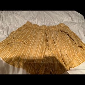 Yellow and white flowy shorts